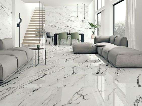 Gạch vân đá marble lát nền phòng khách