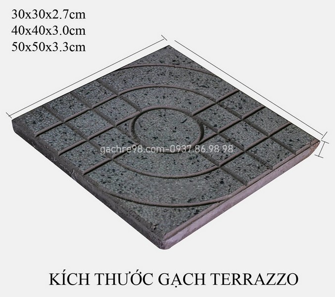 Kích thước gạch terrazzo lát vỉa hè