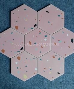 Gạch lục giác màu hồng terrazzo