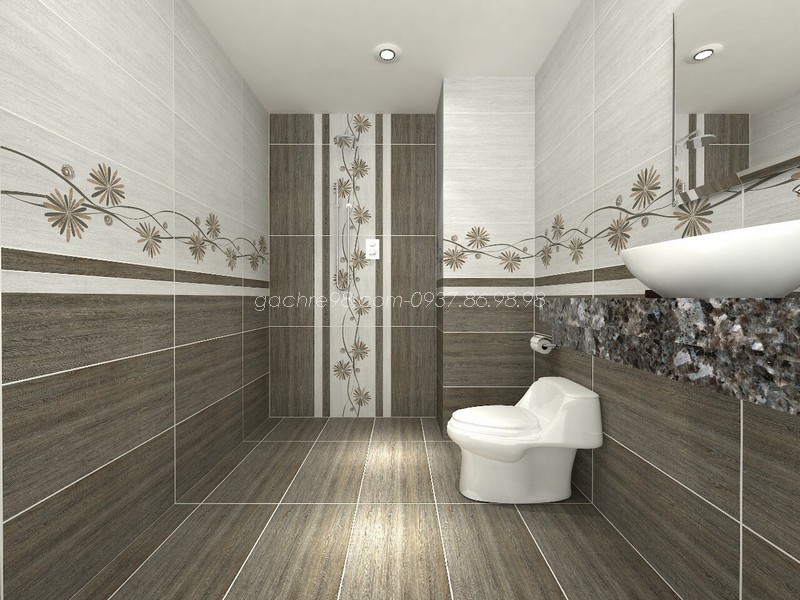Kiểu thiết kế đậm lợt điểm sử dụng cho không gian toilet hoặc phòng tắm là kiểu thiết kế đơn giản nhất