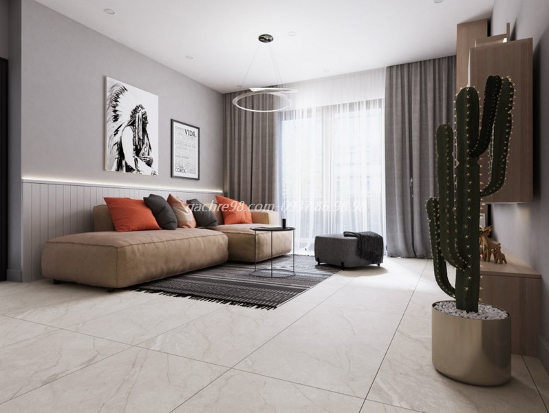 Gạch lát phòng khách đẹp 60x120 Ấn Độ sử dụng kết hợp với các nội thất cò màu sắc tệp nhau