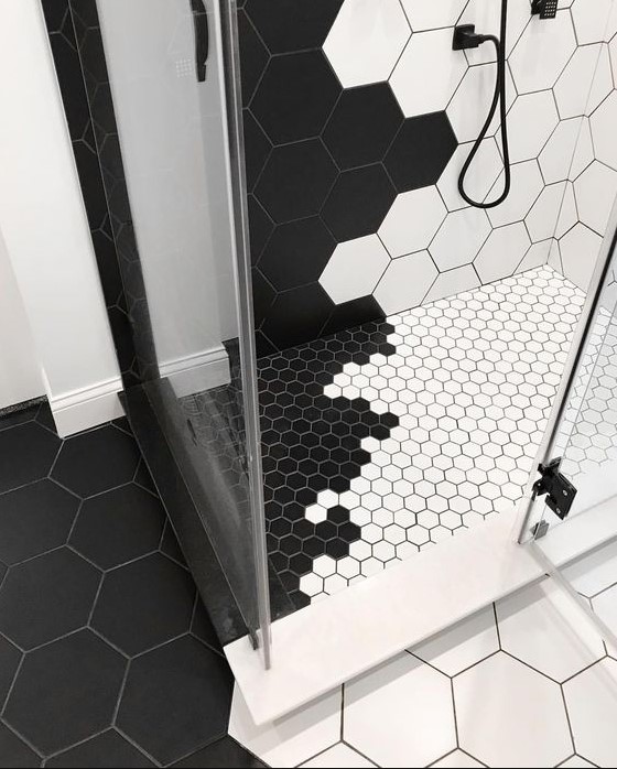 Black and white hexagon tiles 1