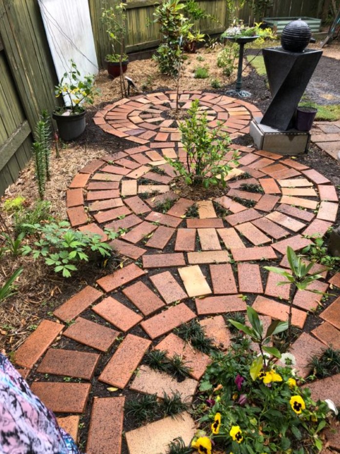 Stacked Brick Planter paths