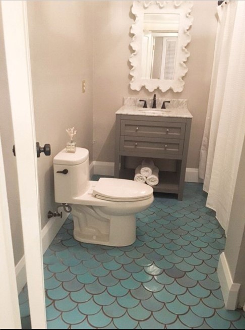 Fish Scale bathroom floor tiles
